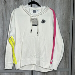 Puma X Lemlem Fleece Training Pullover Hoodie Womens Ivory Neon Stripes Size S